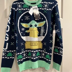 Disney X Star Wars: The Mandalorian Grogu Snow Globe Holiday Ugly Sweater NWT